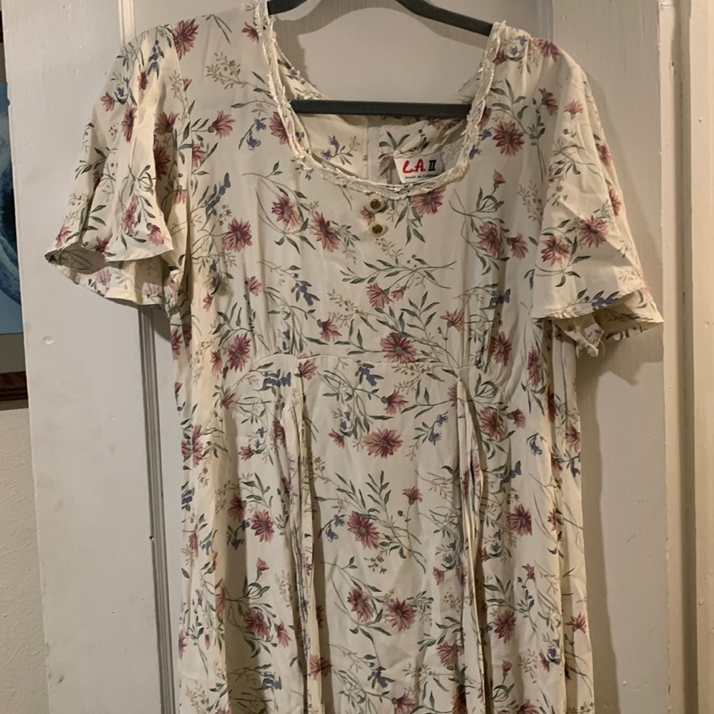 LA II Vintage Cottagecore floral Sundress with butterfly sleeves